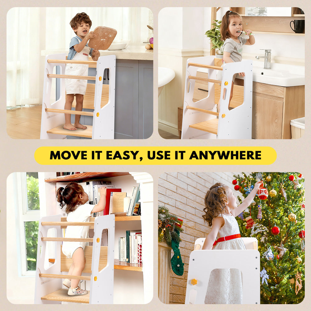 PlayPals Toddler Learning Tower Adjustable Height Step Stool Anti-Slip - Sunyee