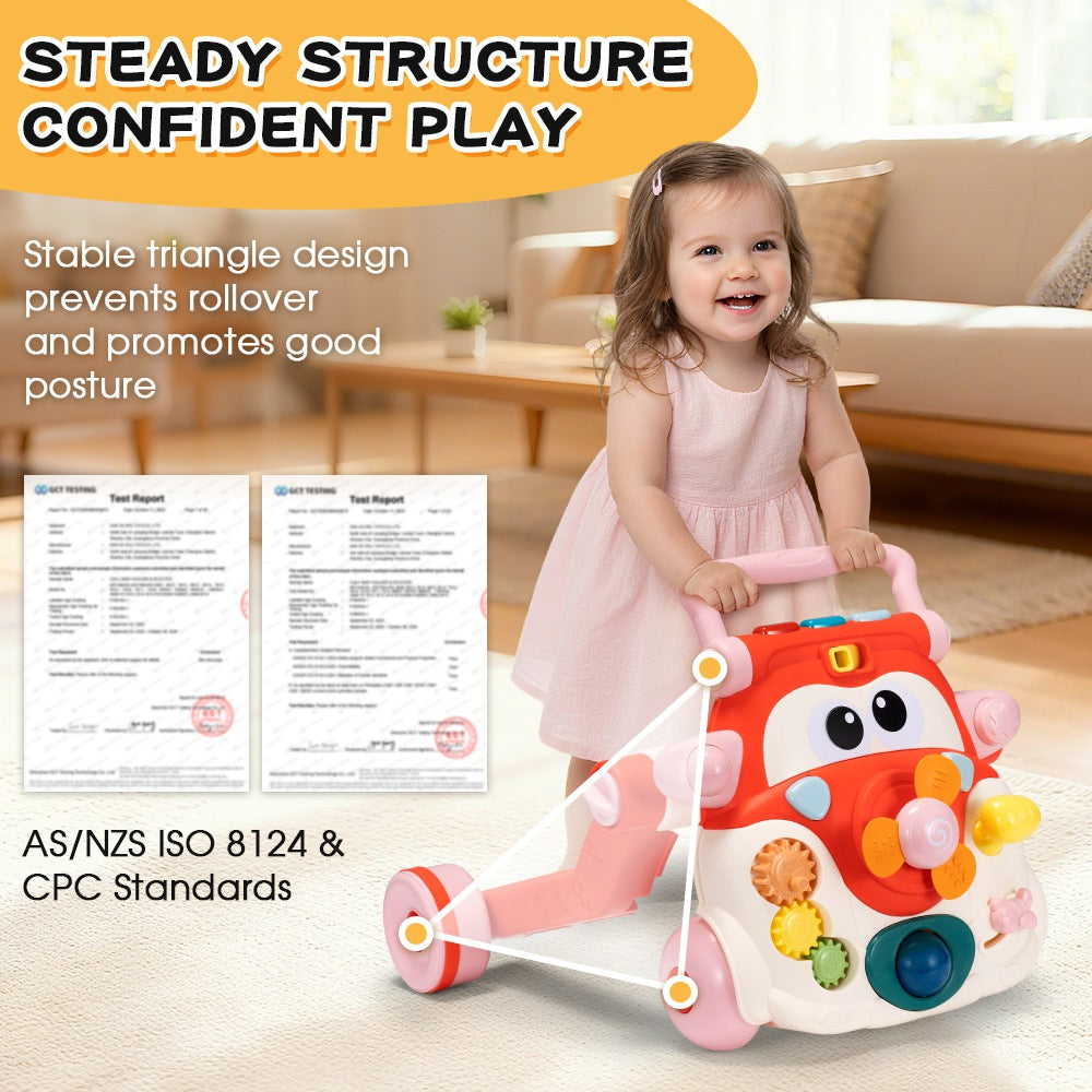 PlayPals 3-in-1 Baby Walker Cycle Scooter w/ Music 90° Rotating Head - Sunyee