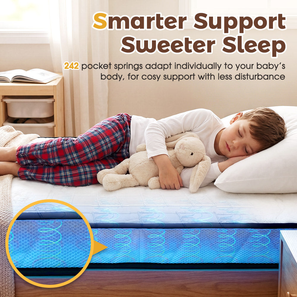 PlayPals Pocket Spring Mattress Plush Foam Medium Firm for Children Adults