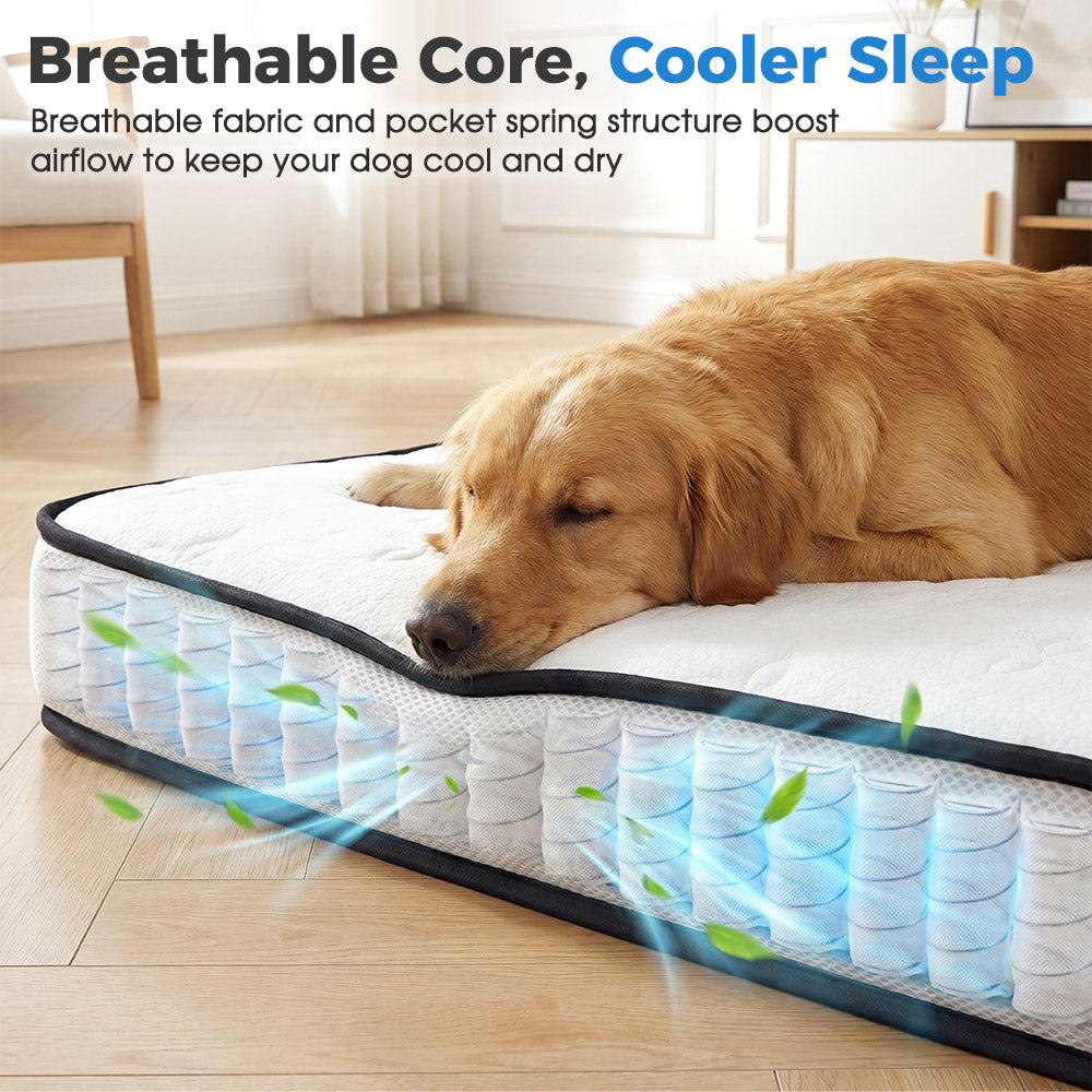 PlayPals Extra Large Dog Bed High-Density Foam Soft Breathable Fabric 132x70cm - Sunyee