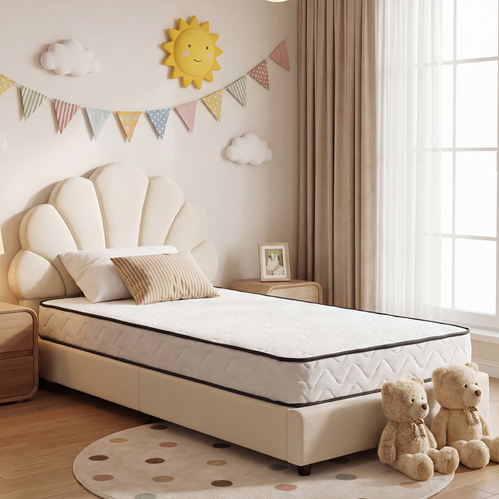 PlayPals 17CM Pocket Spring Mattress Plush Foam Medium Firm for Single - Sunyee