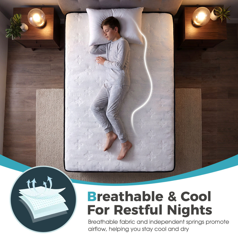 PlayPals 17CM Pocket Spring Mattress Plush Foam Medium Firm for King Single - Sunyee