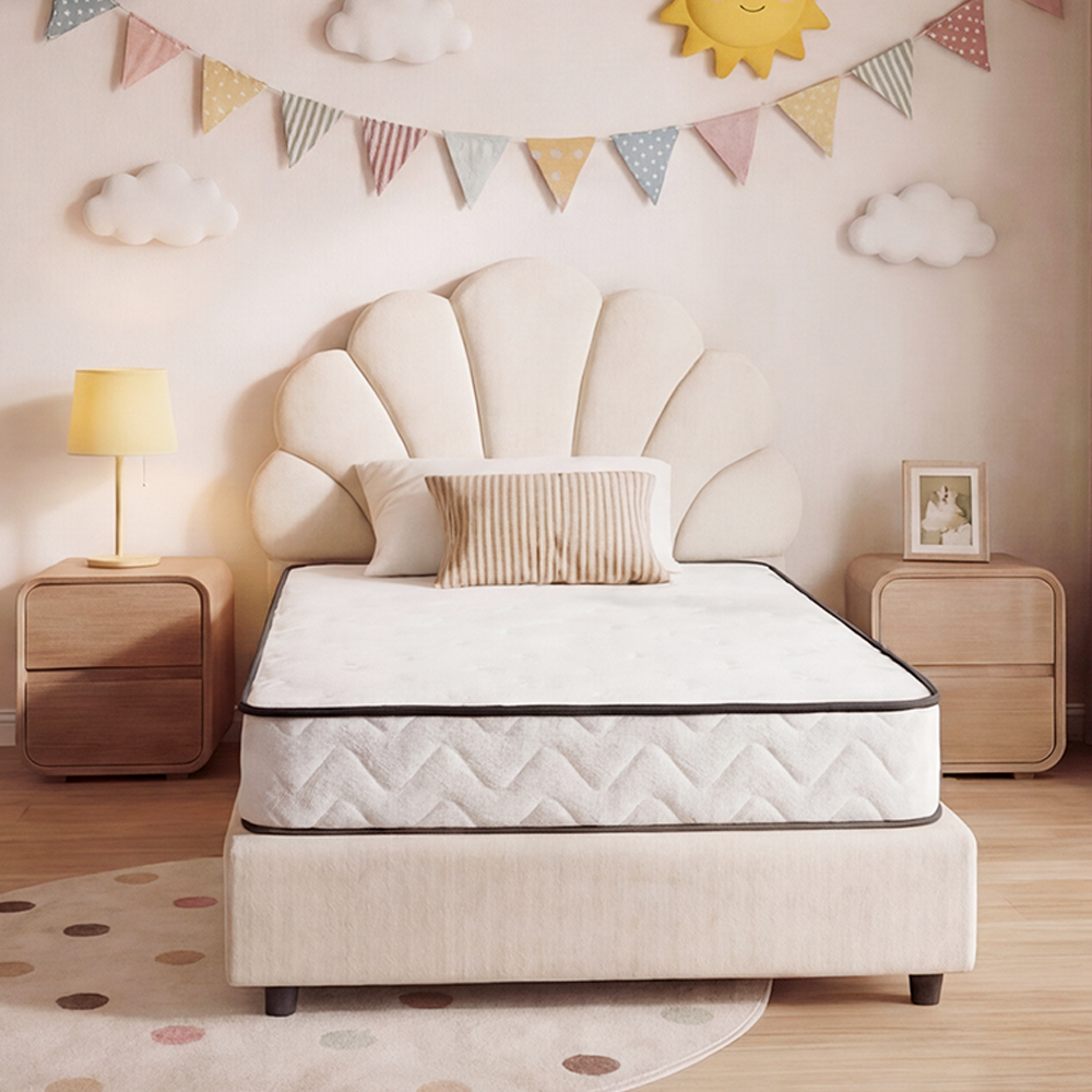 PlayPals 17CM Pocket Spring Mattress Plush Foam Medium Firm for Single - Sunyee
