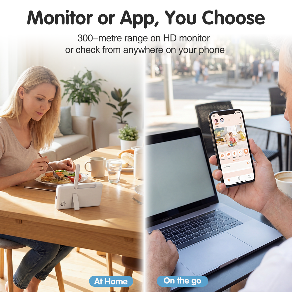 PlayPals 4.3'' Baby Monitor 1080P VOX Night Vision Mobile APP & Wireless Monitor - Sunyee