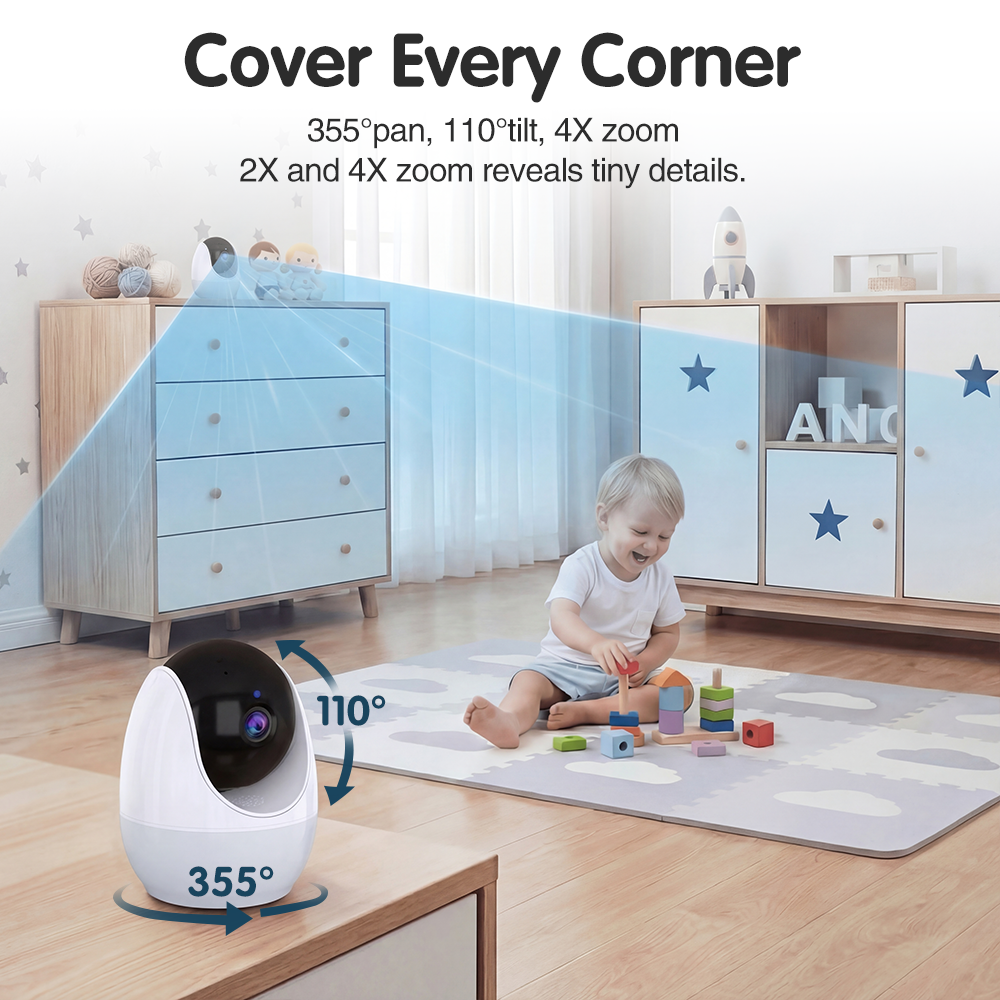 PlayPals 4.3'' Baby Monitor 1080P VOX Night Vision Mobile APP & Wireless Monitor - Sunyee