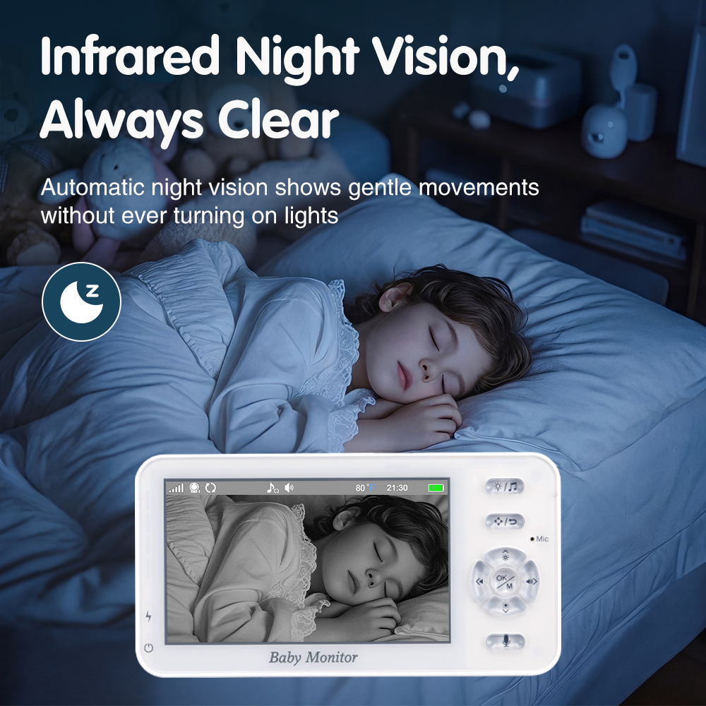 PlayPals 4.3'' Baby Monitor 1080P VOX Night Vision Mobile APP & Wireless Monitor - Sunyee