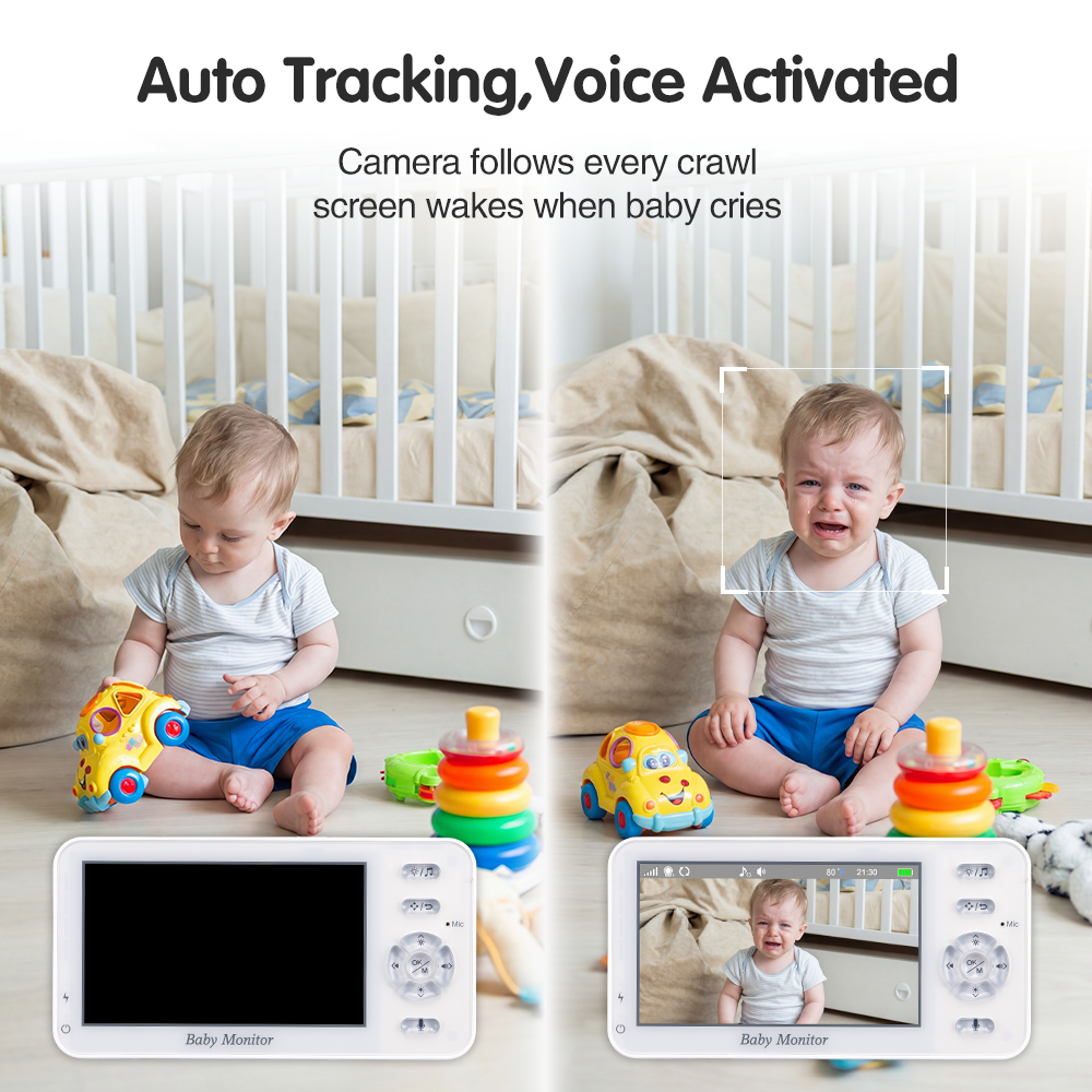 PlayPals 4.3'' Baby Monitor 1080P VOX Night Vision Mobile APP & Wireless Monitor - Sunyee