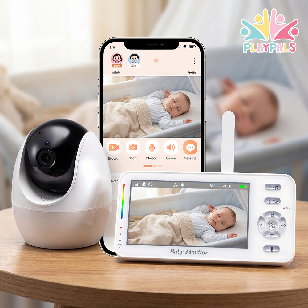 PlayPals 4.3'' Baby Monitor 1080P VOX Night Vision Mobile APP & Wireless Monitor - Sunyee