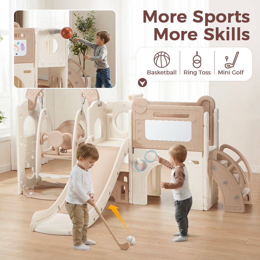 PlayPals 10-in-1 Toddler Swing Slide Set Sport & Art Indoor Outdoor Playground