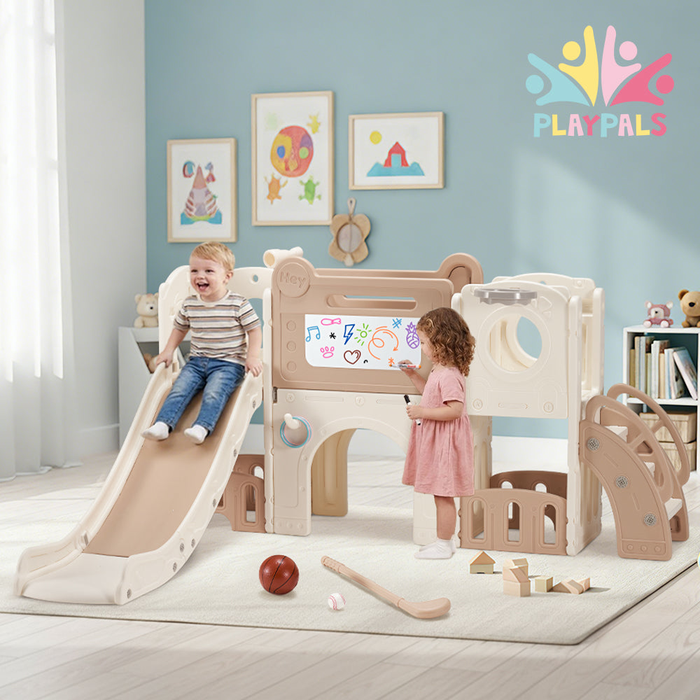 PlayPals 9-in-1 Toddler Slide Set w/ Crawl Tunnel Indoor Outdoor Playground - Sunyee