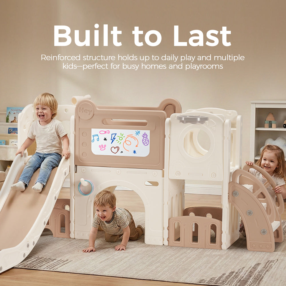 PlayPals 9-in-1 Toddler Slide Set w/ Crawl Tunnel Indoor Outdoor Playground - Sunyee