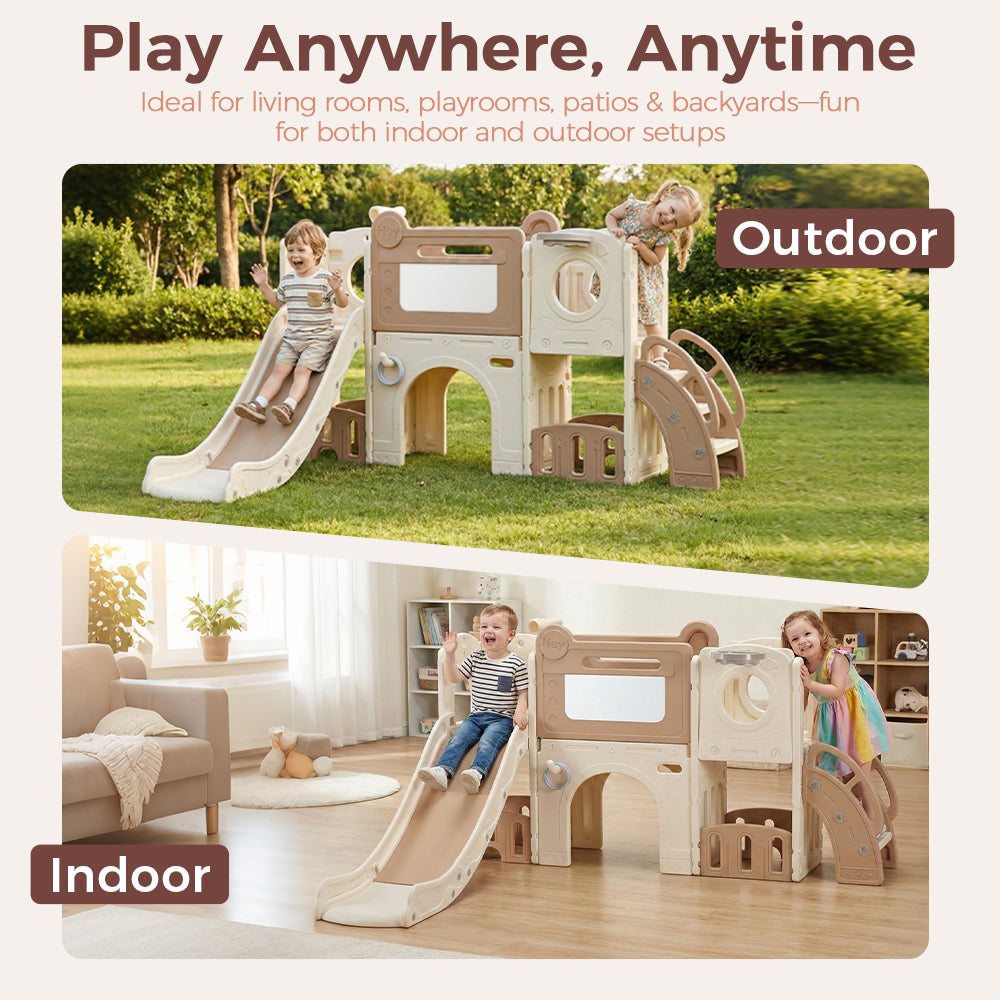 PlayPals 9-in-1 Toddler Slide Set w/ Crawl Tunnel Indoor Outdoor Playground - Sunyee