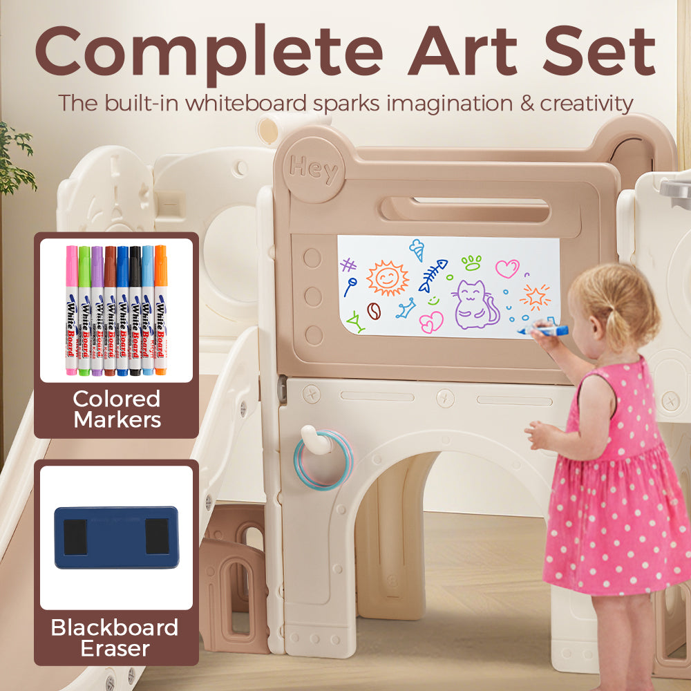 PlayPals 9-in-1 Toddler Slide Set Sport & Art Set Indoor Outdoor Playground - Sunyee