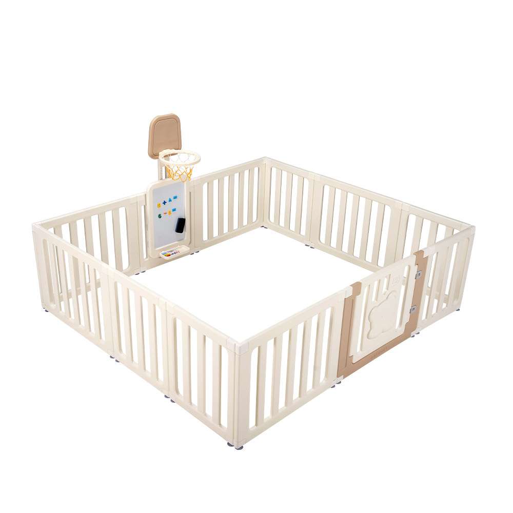 Playpals Kids Playpen Baby Safety Gate with Drawing Whiteboard Basketball Hoop - Sunyee
