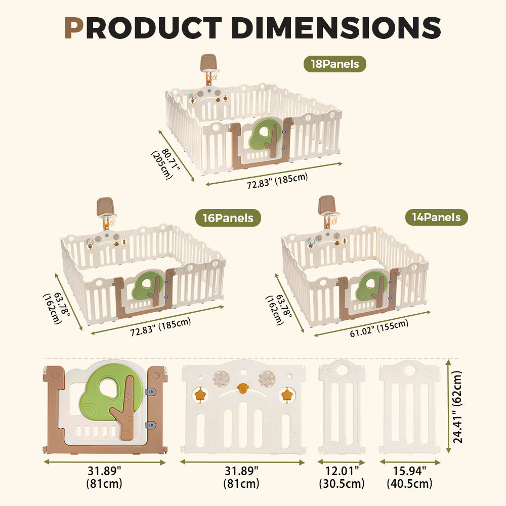 Playpals Kids Playpen Foldable Baby Safety Gate with Shoot Hoops Ring Toss
