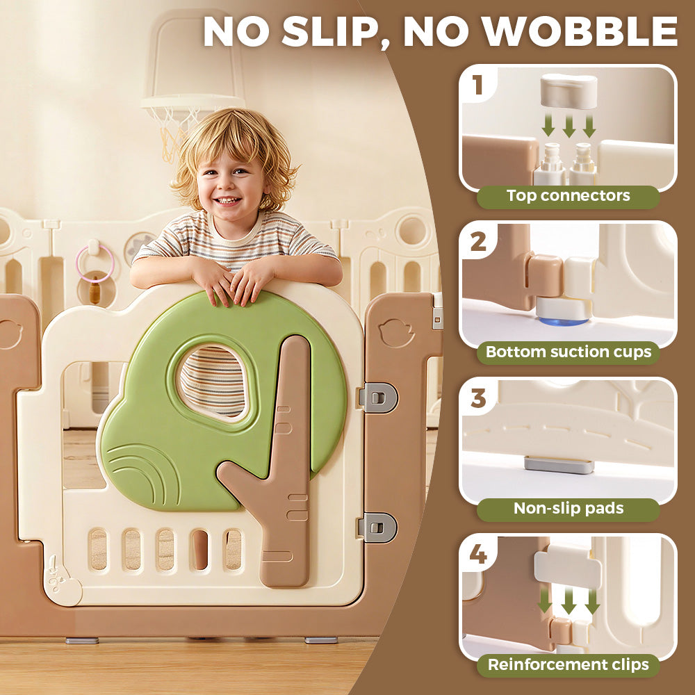 Playpals Kids Playpen Foldable Baby Safety Gate with Shoot Hoops Ring Toss