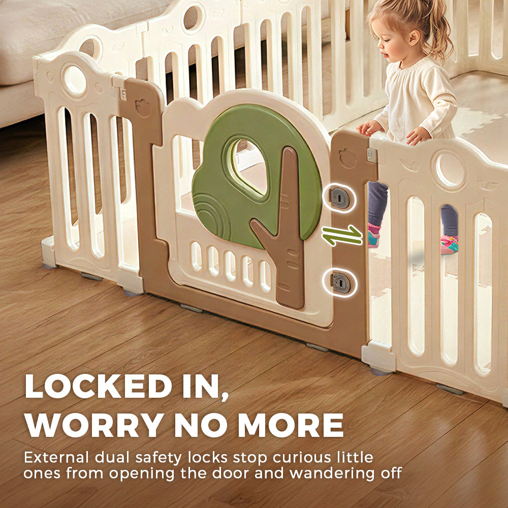 Playpals Kids Playpen Foldable Baby Safety Gate with Shoot Hoops Ring Toss