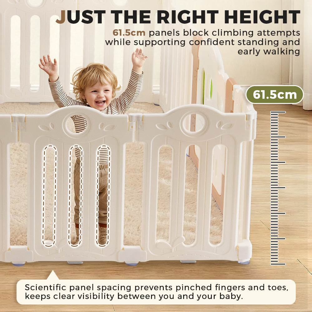 Playpals Kids Playpen 18 Panels Foldable Baby Safety Gate with Shoot Hoops - Sunyee