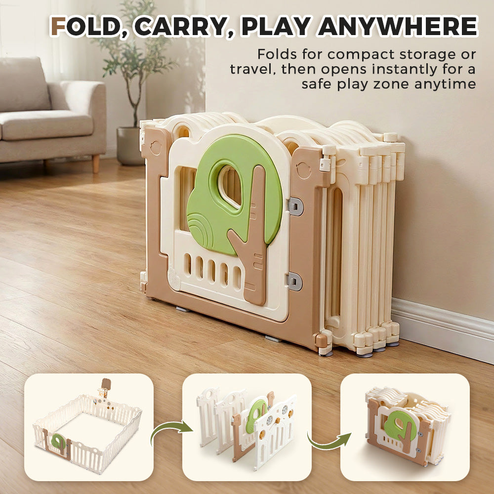 Playpals Kids Playpen Foldable Baby Safety Gate with Shoot Hoops Ring Toss