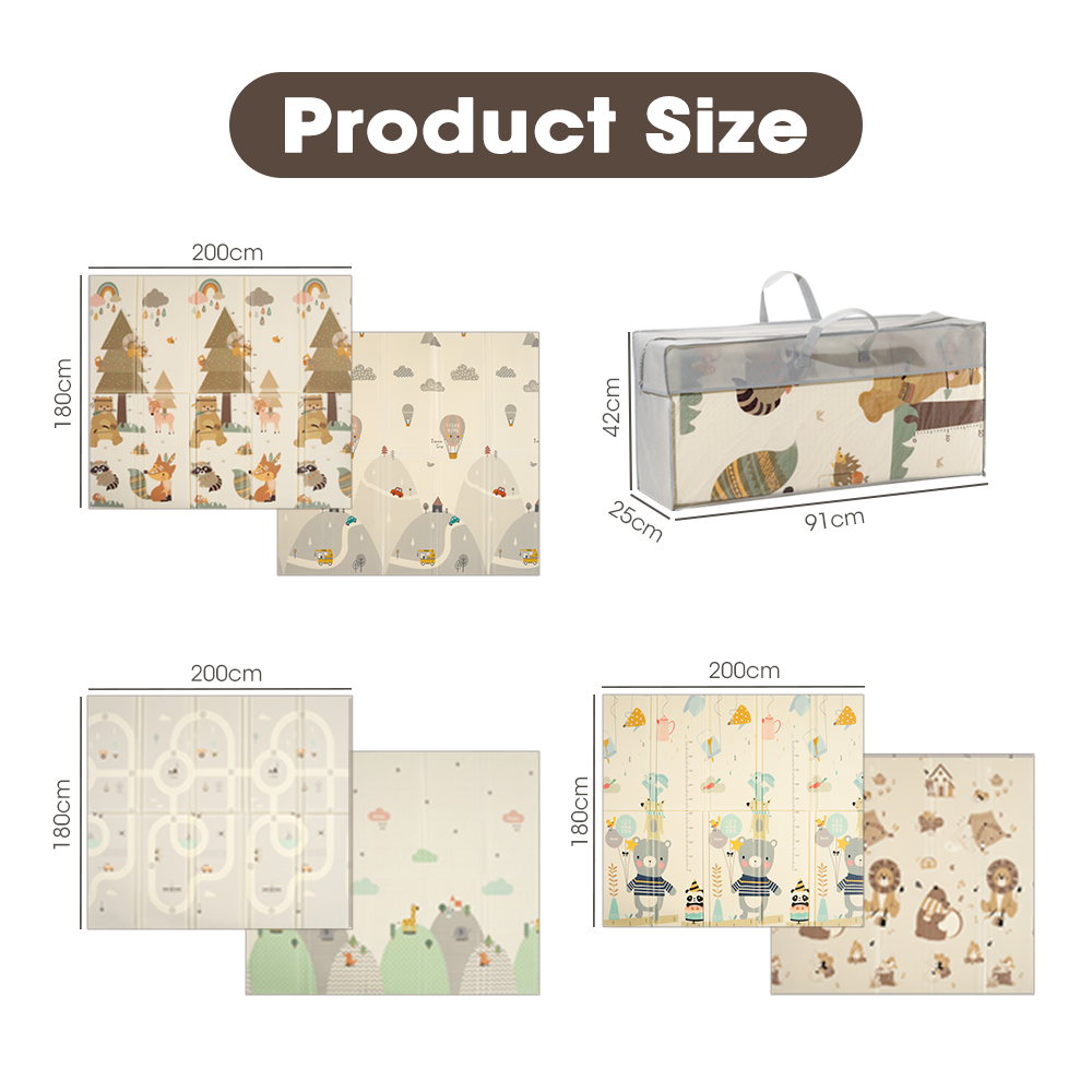 Playpals Kids Play Mat 2CM Thick Baby Crawling Foldable Pad XPE Foam Non-slip