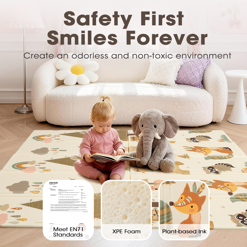 Playpals Kids Play Mat 2CM Thick Baby Crawling Foldable Pad XPE Foam Non-slip Forest - Sunyee
