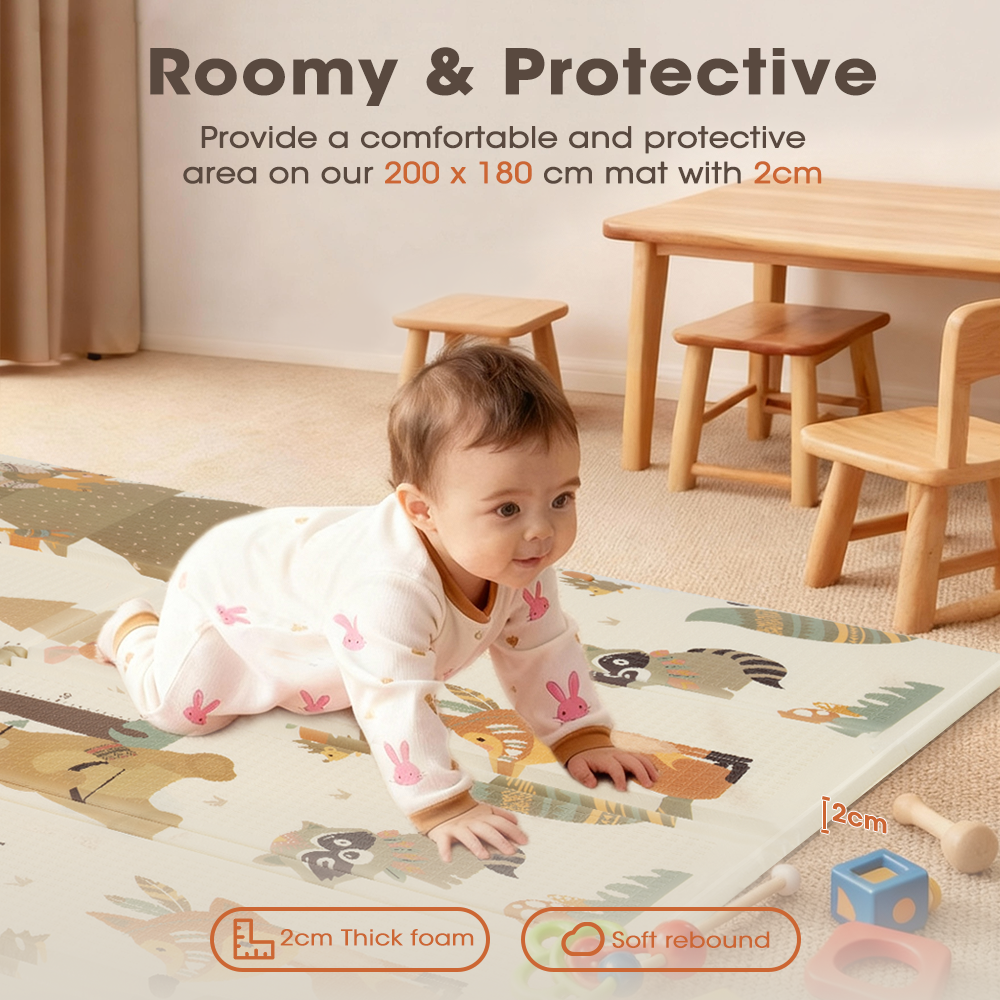 Playpals Kids Play Mat 2CM Thick Baby Crawling Foldable Pad XPE Foam Non-slip Forest - Sunyee