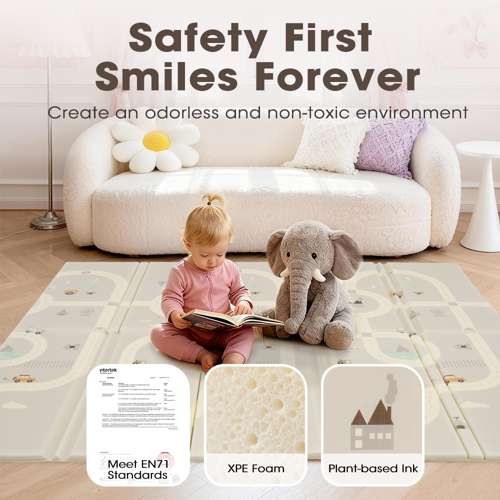 Playpals Kids Play Mat 2CM Thick Baby Crawling Foldable Pad XPE Foam Non-slip Road - Sunyee