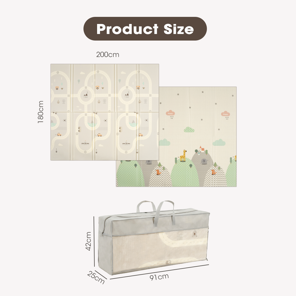 Playpals Kids Play Mat 2CM Thick Baby Crawling Foldable Pad XPE Foam Non-slip Road - Sunyee