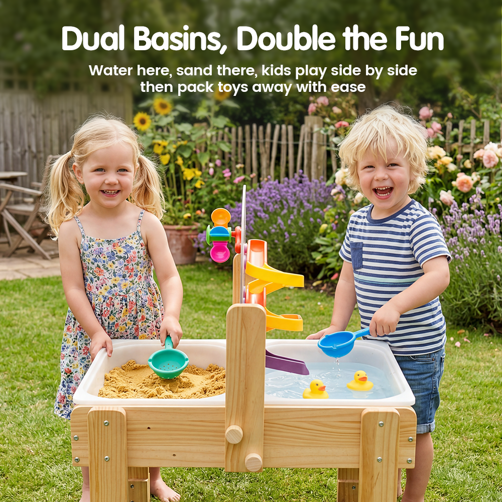 PlayPals Sensory Table Kids Water Table w/ 2 Storage Bins & Water Track Toys - Sunyee