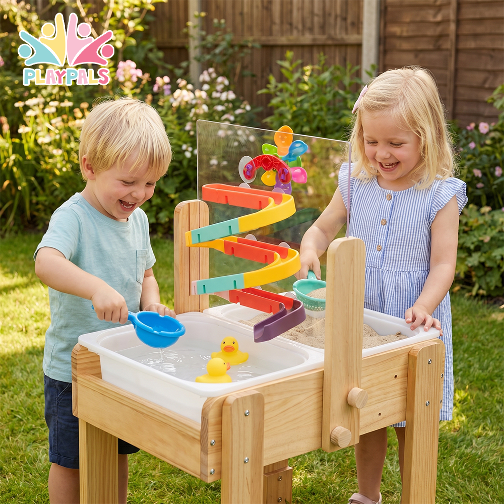 PlayPals Sensory Table Kids Water Table w/ 2 Storage Bins & Water Track Toys - Sunyee