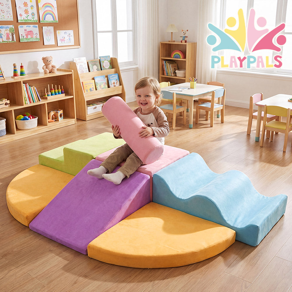 Playpals 7 PCS Kids Foam Climbing Blocks Set Soft Toddler Climbing Toys Indoor