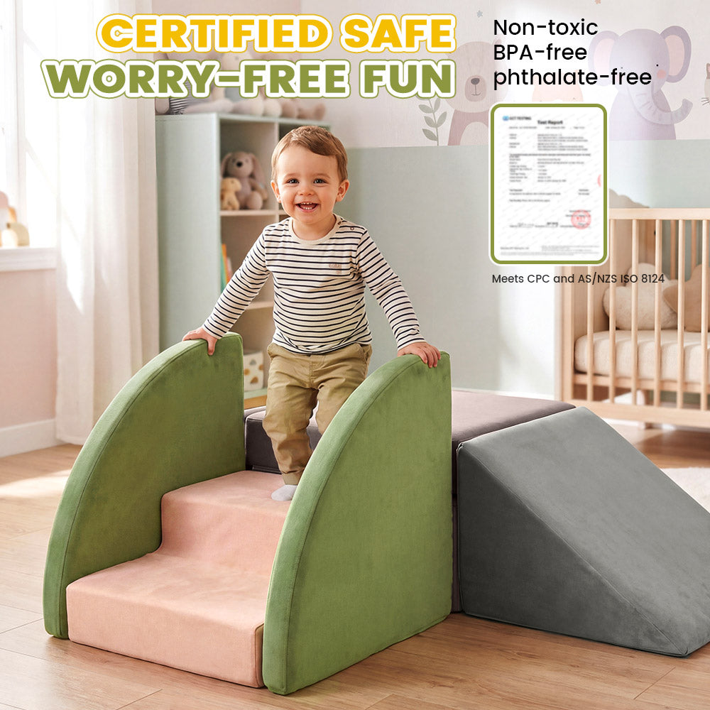 Playpals 6 PCS Kids Foam Climbing Blocks Set Soft Toddler Climbing Toys Indoor