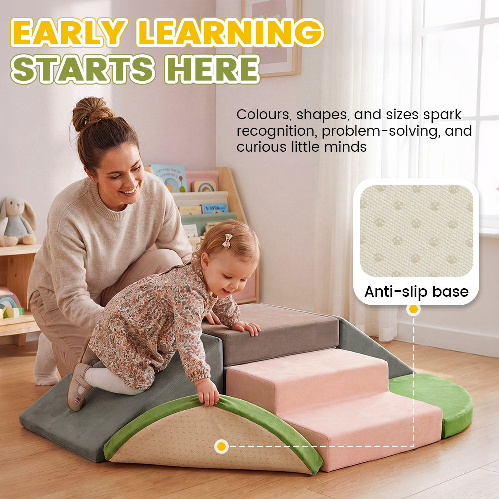 Playpals 6 PCS Kids Foam Climbing Blocks Set Soft Toddler Climbing Toys Indoor