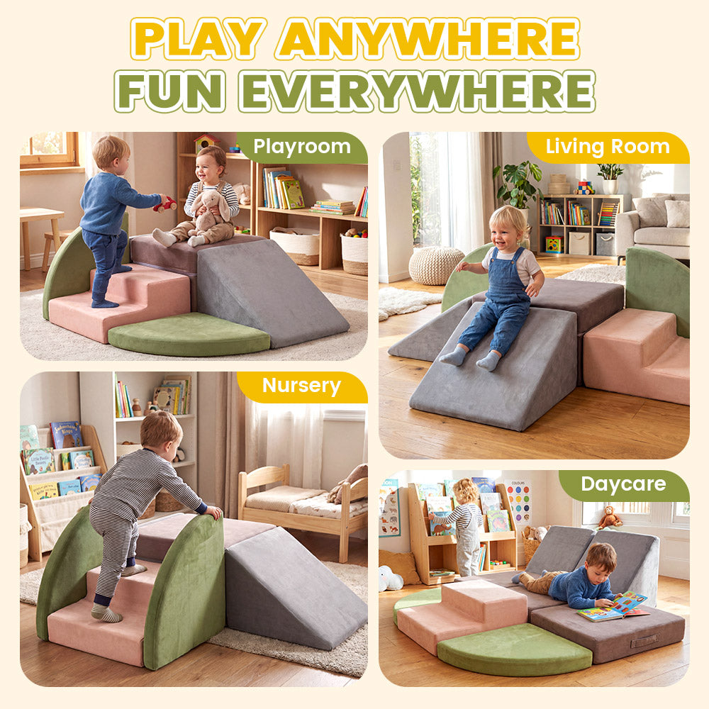 Playpals 6 PCS Kids Foam Climbing Blocks Set Soft Toddler Climbing Toys Indoor