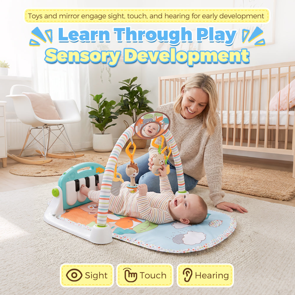 PlayPals Baby Play Gym Tummy Time Activity Mat with Play Piano for Newborns - Sunyee
