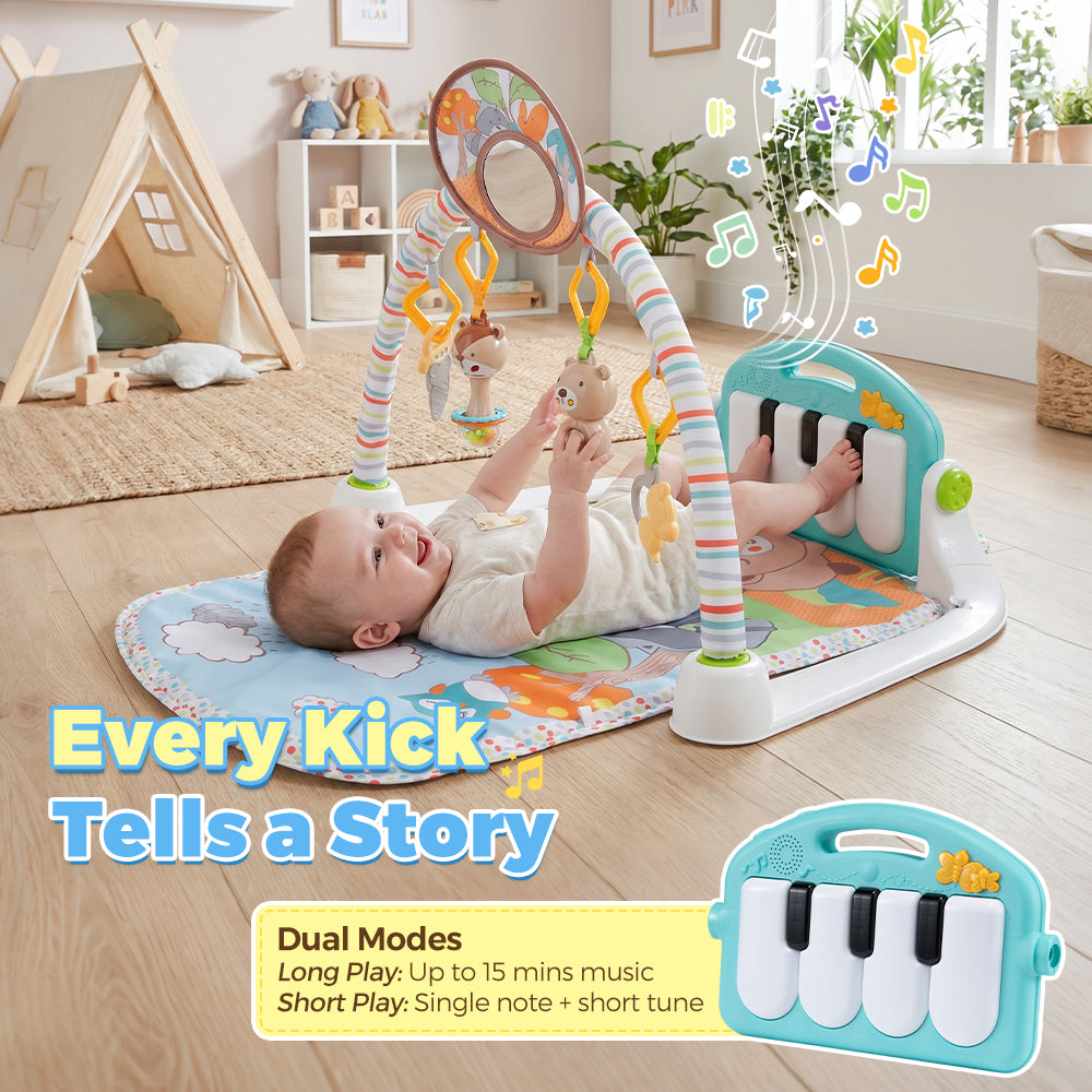 PlayPals Baby Play Gym Tummy Time Activity Mat with Play Piano for Newborns - Sunyee