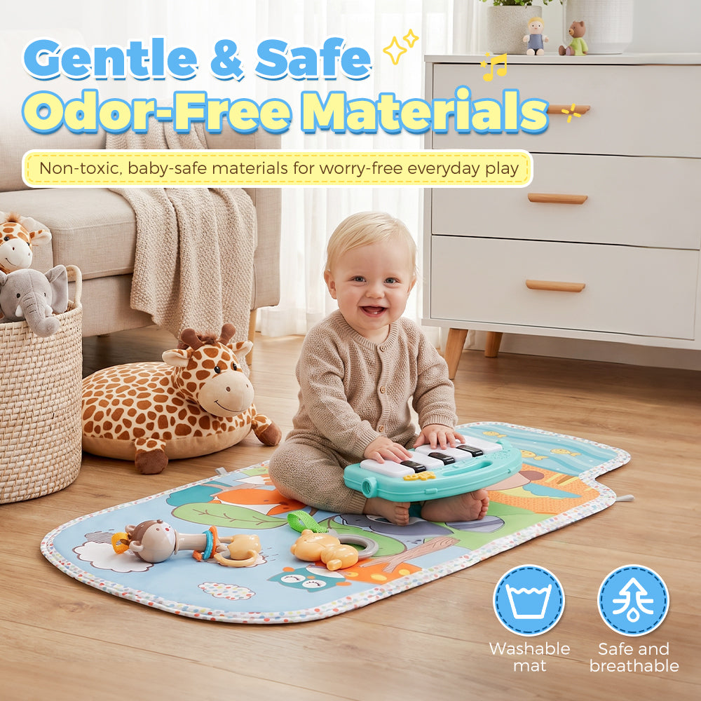 PlayPals Baby Play Gym Tummy Time Activity Mat with Play Piano for Newborns - Sunyee