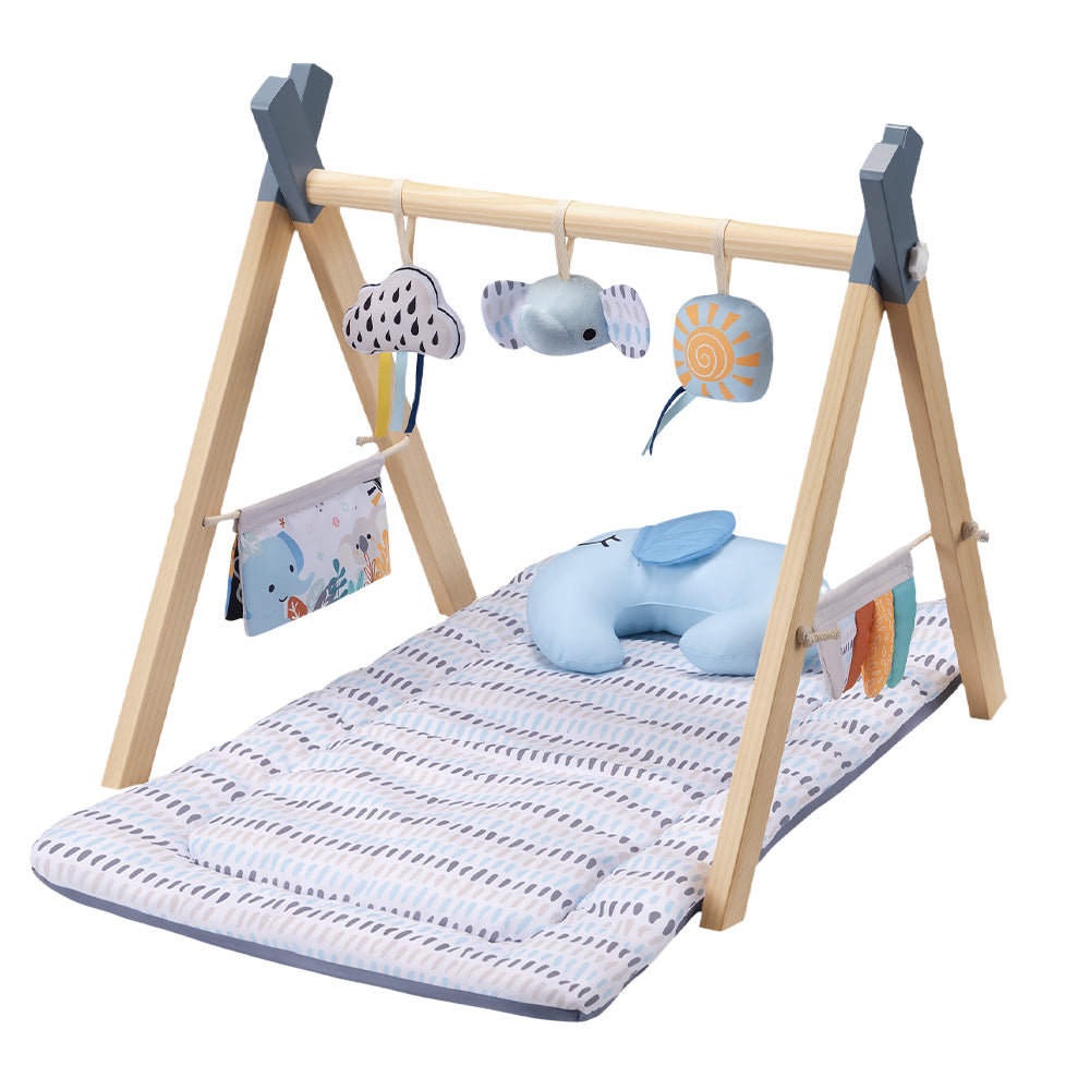 PlayPals Wooden Baby Gym Tummy Time Activity Mat with Play Piano for Newborns - Sunyee