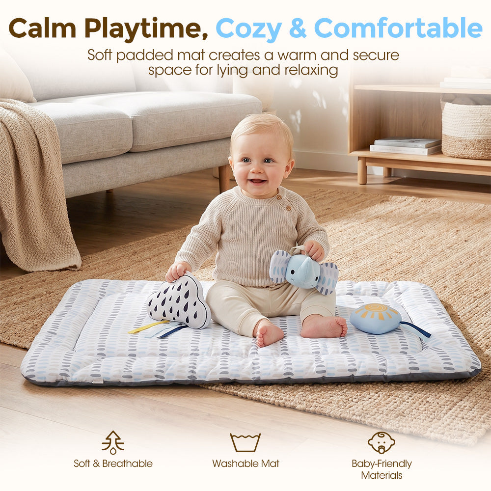 PlayPals Wooden Baby Gym Tummy Time Activity Mat with Play Piano for Newborns - Sunyee
