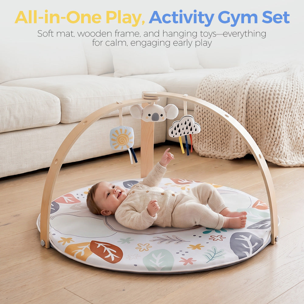 PlayPals Baby Gym Tummy Time Activity Mat with 3 Detachable Toys & Play Piano