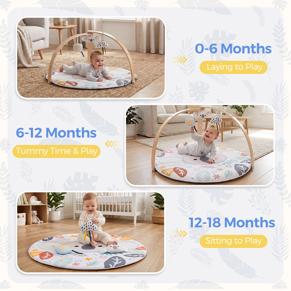 PlayPals Baby Gym Tummy Time Activity Mat with 3 Detachable Toys & Play Piano