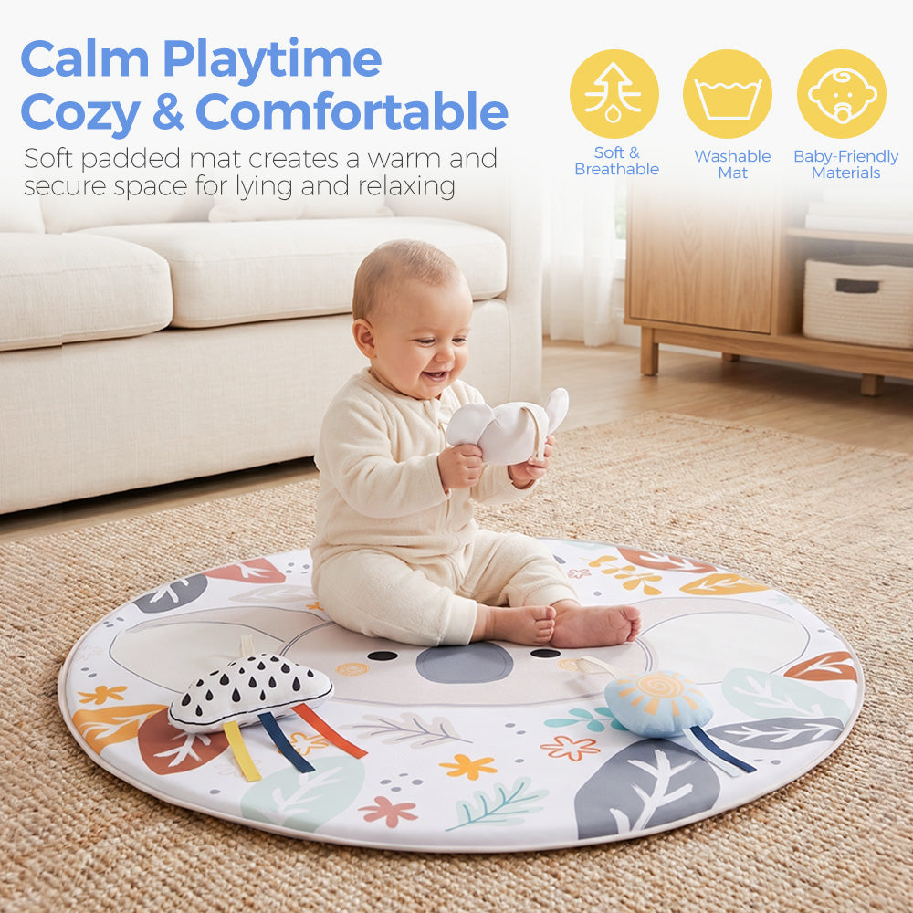 PlayPals Baby Gym Tummy Time Activity Mat with 3 Detachable Toys & Play Piano
