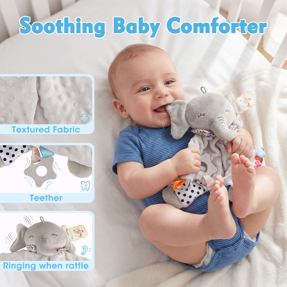 Playpals Newborn Baby Gift Set for Boys Girls Swaddle/Rattle/Hat/Socks/Bib Blue - Sunyee
