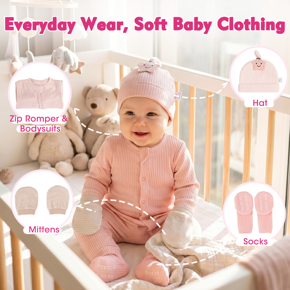 Playpals 26Pcs Newborn Baby Gift Set Bodysuits/Cloth/Comforter/Bib/Socks/Mittens - Sunyee