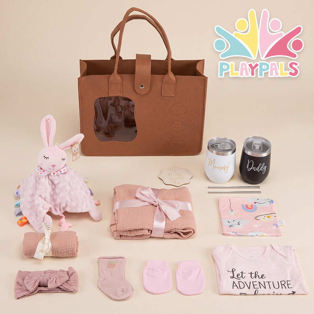 Playpals 12Pcs Newborn Baby Gift Set Bodysuits/Swaddle/Comforter/Bib/Tumbler - Sunyee