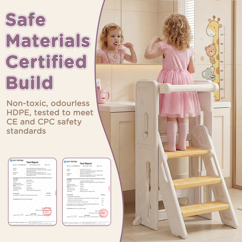 PlayPals Foldable Toddler Tower Adjustable Height Kitchen Step Stool - Sunyee