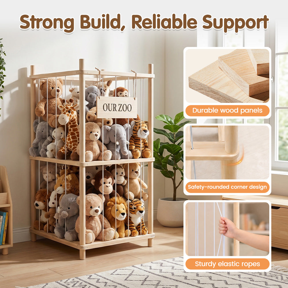 PlayPals 2Pcs 2-Tier Soft Toy Storage 30+ Capacity Stuffed Animal storage