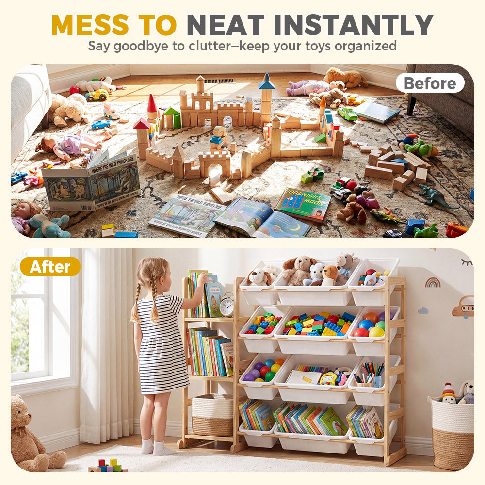 PlayPals Toy Storage Organizer with Storage Bins Toys Box White