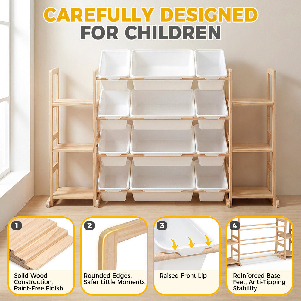 PlayPals Toy Storage Organizer with Storage Bins Toys Box White