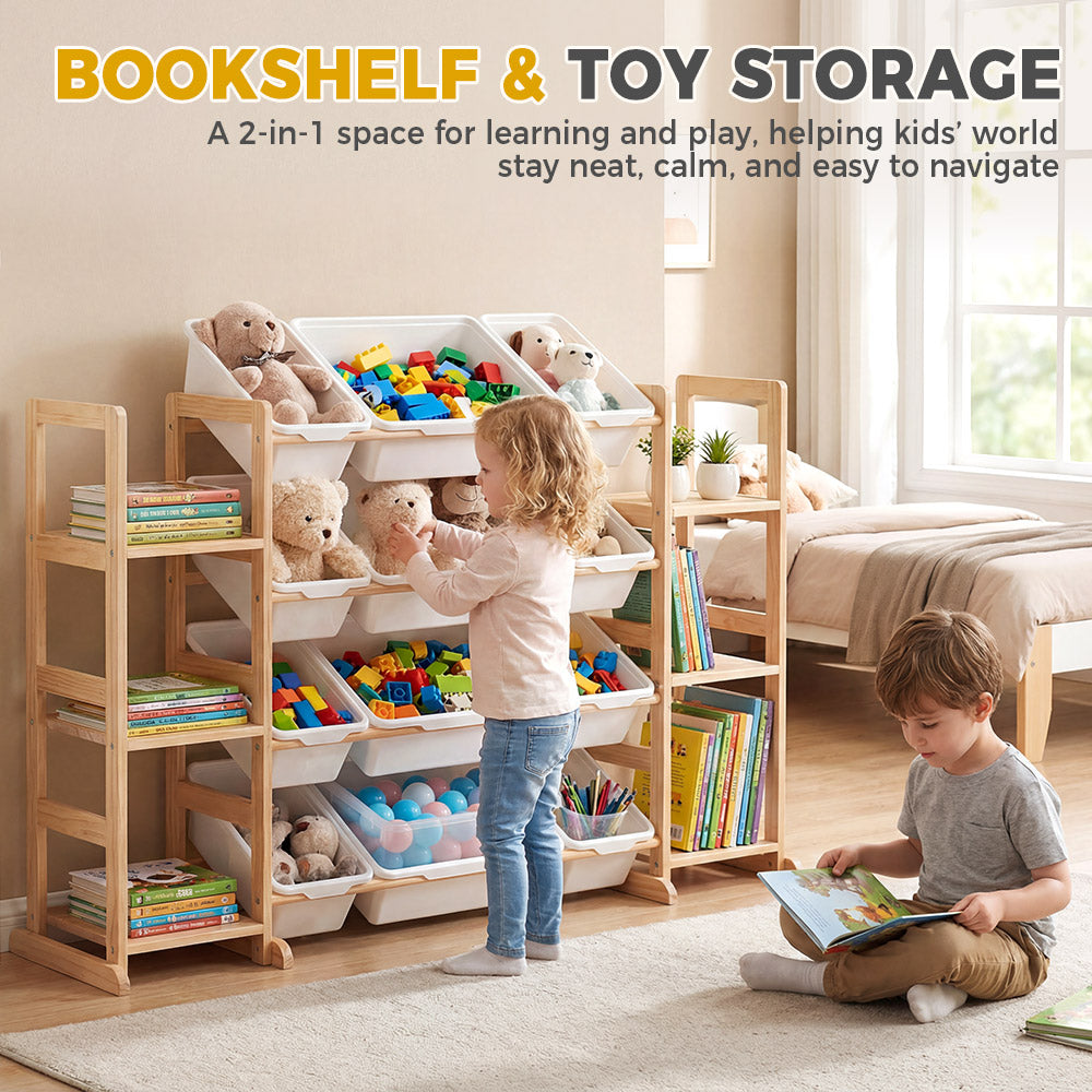 PlayPals Toy Storage Organizer with Storage Bins Toys Box White